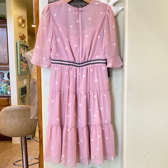 Gal Meets Glam Collection Finley pink & olive green polka dot ruffle dress - Picture 13 of 15